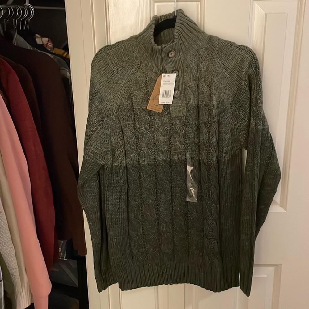 Weather proof cable knit sweater